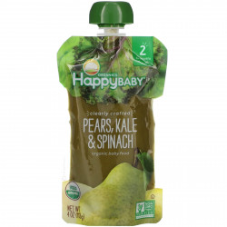 Happy Family Organics, Органическое детское питание, этап 2, Clearly Crafted, груши, капуста и шпинат, для детей от 6 месяцев, 113 г (4 унции)