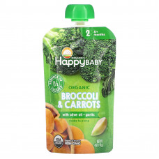 Happy Family Organics, Happy Baby, для детей от 6 месяцев, органическая брокколи и морковь с оливковым маслом и чесноком, 113 г (4 унции)