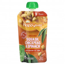Happy Family Organics, Happy Baby, для детей от 6 месяцев, органическая тыква, нут и шпинат, 113 г (4 унции)