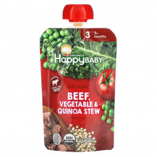 Happy Family Organics, Happy Baby, от 7 месяцев, органическая тушеная говядина, овощи и киноа, 99 г (3,5 унции)