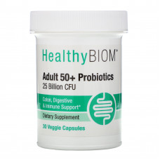 HealthyBiom, Пробиотики для людей старше 50 лет, 25 млрд КОЕ, 30 растительных капсул