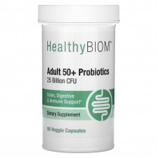 HealthyBiom, Пробиотики для людей старше 50 лет, 25 млрд КОЕ, 90 растительных капсул
