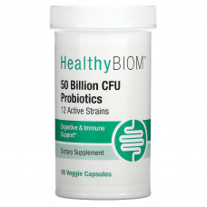 HealthyBiom, пробиотики, 50 млрд КОЕ, 90 вегетарианских капсул