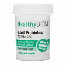 HealthyBiom, Пробиотики для взрослых, 15 млрд КОЕ, 30 растительных капсул