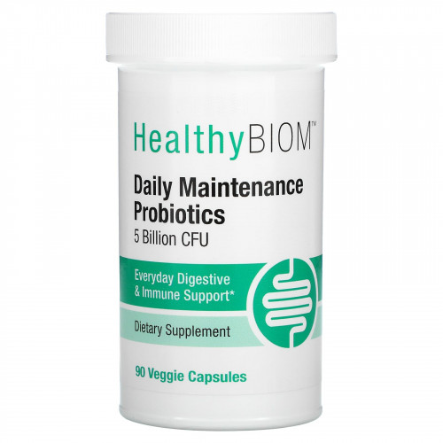 HealthyBiom, пробиотики для ежедневной поддержки, 5 млрд КОЕ, 90 растительных капсул