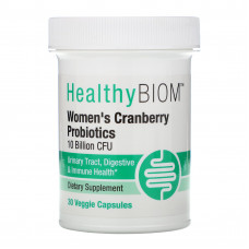 HealthyBiom, пробиотики с клюквой для женщин, 10 млрд КОЕ, 30 растительных капсул