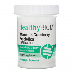 HealthyBiom, пробиотики с клюквой для женщин, 10 млрд КОЕ, 30 растительных капсул