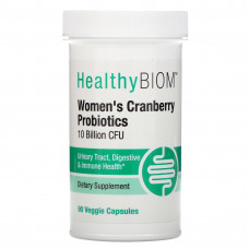 HealthyBiom, Пробиотики с клюквой для женщин, 10 млрд КОЕ, 90 растительных капсул