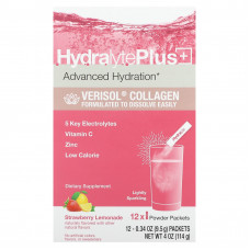 Hydralyte, Advanced Hydration, Verisol Collagen, клубничный лимонад, 12 пакетиков с порошком по 9,5 г (0,34 унции)