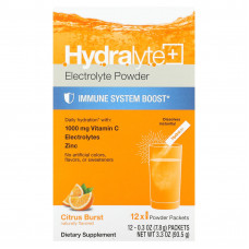 Hydralyte, Immune System Boost, Electrolyte Powder, Citrus Burst, 12 Packets, 0.3 (7.8 g) Each
