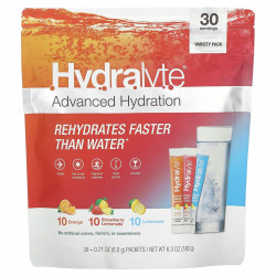 Hydralyte, Advanced Hydration, Variety Pack, апельсин, клубничный лимонад, лимонад, 30 пакетиков по 6 г (0,21 унции)