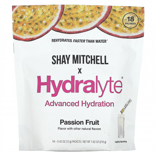 Hydralyte, Shay Mitchell, улучшенное увлажнение, маракуйя, 18 пакетиков по 12 г (0,42 унции)