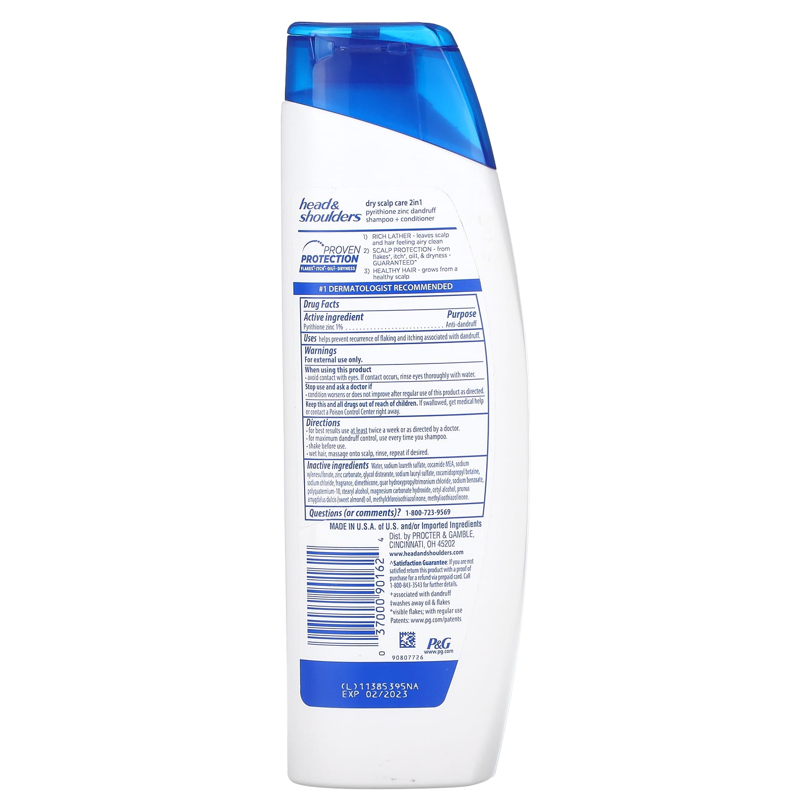 Head & Shoulders, Шампунь и кондиционер 2 в 1, уход за сухой кожей головы, с миндальным маслом, 250 мл (8,45 жидк. Унции)