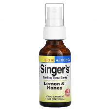 Herbs Etc., Singer's, успокаивающий спрей для горла, без спирта, лимон и мед, 30 мл (1 жидк. унция)