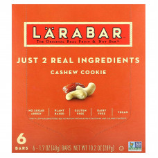 Larabar, The Original Real Fruit & Nut Bar, печенье с кешью, 6 батончиков, 48 г (1,7 унции)