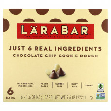 Larabar, The Original Real Fruit & Nut Bar, тесто для шоколадного печенья, 6 батончиков, 45 г (1,6 унции)