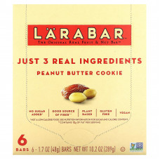 Larabar, The Original Real Fruit & Nut Bar, печенье с арахисовой пастой, 6 батончиков по 48 г (1,7 унции)