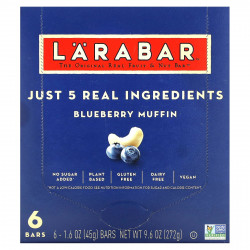 Larabar, The Original Real Fruit & Nut Bar, черничный кекс, 6 батончиков по 45 г (1,6 унции)