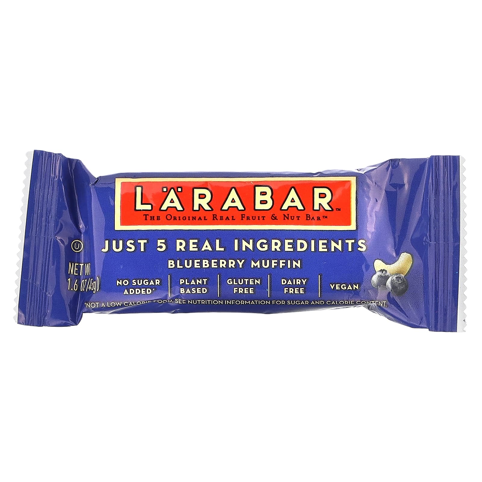 Larabar, The Original Real Fruit & Nut Bar, черничный кекс, 6 батончиков по 45 г (1,6 унции)