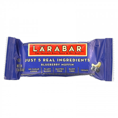 Larabar, The Original Real Fruit & Nut Bar, черничный кекс, 6 батончиков по 45 г (1,6 унции)