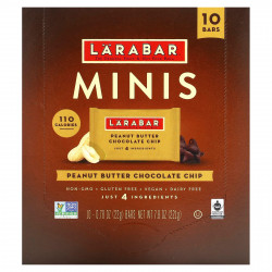 Larabar, Minis, арахисовая паста с шоколадной крошкой, 10 батончиков по 22 г (0,78 унции)