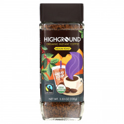 Highground Coffee, Органический растворимый кофе, средний, 100 г