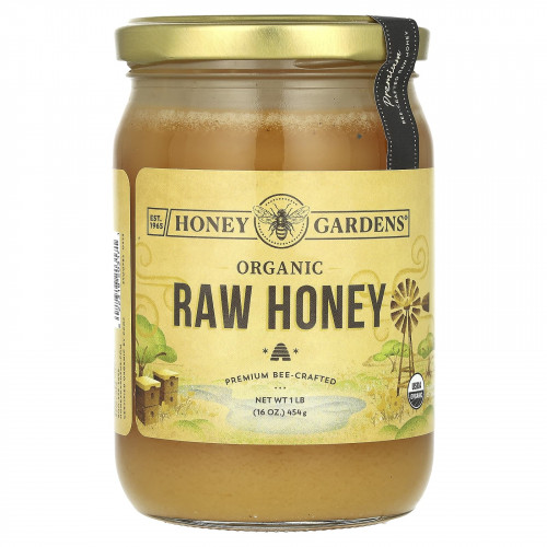 Honey Gardens, органический необработанный мед, 454 г (16 унций)