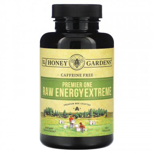 Honey Gardens, Premier One, Raw Energy Extreme, без кофеина, 100 растительных капсул