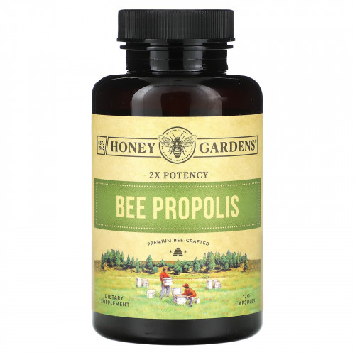 Honey Gardens, пчелиный прополис, двойная эффективность, 120 капсул