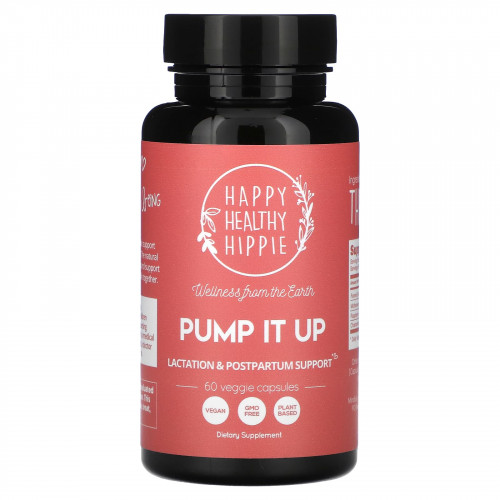 Happy Healthy Hippie, Pump It Up, поддержка лактации и послеродового периода, 60 растительных капсул