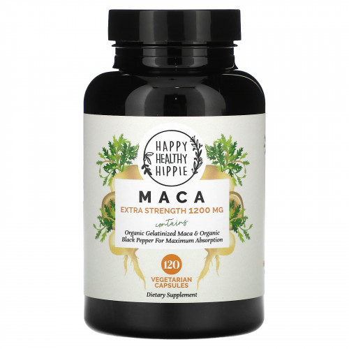 Happy Healthy Hippie, Мака, усиленная сила действия, 600 мг, 120 вегетарианских капсул
