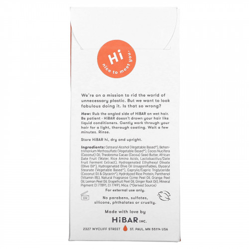 HiBAR, Твердый кондиционер в куске, для увеличения объема, 1 шт., 76 г (2,7 унции)