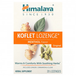 Himalaya, Koflet Lozenge, оригинальный вкус, с ментолом, 20 пастилок