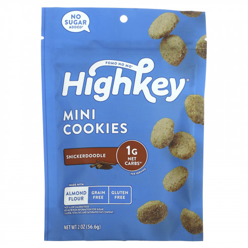 HighKey, Snickerdoodle, мини-печенье без сахара и глютена, 56,6 г (2 унции)