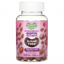 Human Beanz, желейные бобы с биотином, повышенная сила действия, без сахара, клубничный взрыв, 2500 мкг, 120 мармеладок