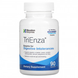 Houston Enzymes, TriEnza, ферменты помогающие при пищевой непереносимости, 90 капсул