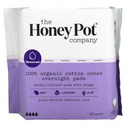 The Honey Pot Company, органические прокладки с крылышками, на травяной основе, ночные, 12 шт.