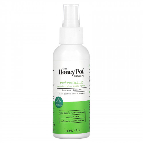 The Honey Pot Company, Panty Spray, освежающий огурец и алоэ, 118 мл (4 жидк. Унции)