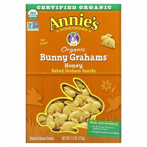 Annie's Homegrown, Органические запеченные снеки с кроликом, мед, 213 г (7,5 унции)