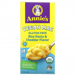 Annie's Homegrown, Vegan Mac, рисовая паста и чеддер, без глютена, 170 г (6 унций)