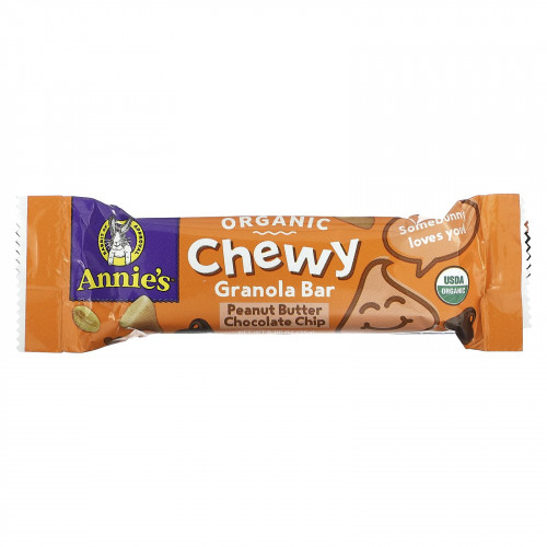Annie's Homegrown, Органический жевательный батончик-гранола, арахисовая паста с шоколадной крошкой, 6 батончиков, 25 г (0,89 унции)