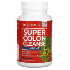 Health Plus Inc., Super Colon Cleanse, средство для ночной очистки кишечника, 60 капсул