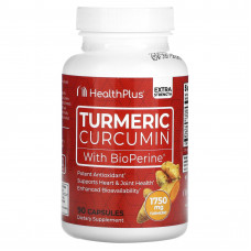 Health Plus Inc., Turmeric Curcumin With BioPerine, Extra Strength, 90 Capsules