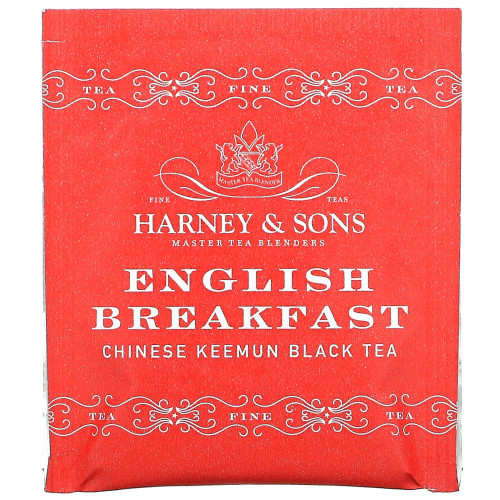 Harney & Sons, Китайский черный чай кимун, английский завтрак, 50 чайных пакетиков, 90 г (3,17 унции)