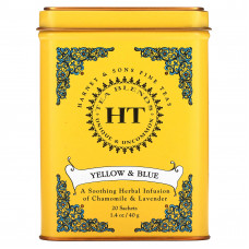 Harney & Sons, HT Tea Blend, желтый и голубой, ромашка и лаванда, без кофеина, 20 чайных саше, 40 г (1,4 унции)
