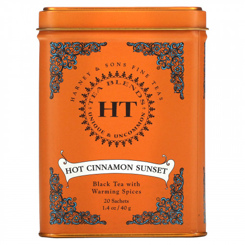 Harney & Sons, Hot Cinnamon Sunset, чайная смесь HT, пряный чай с корицей, 20 пакетиков, 40 г (1,4 унции)
