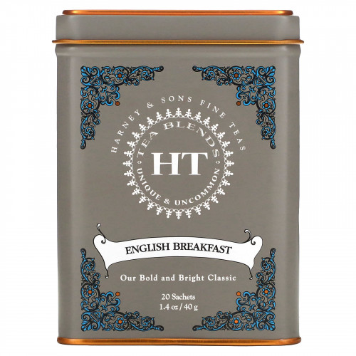 Harney & Sons, English Breakfast, чайная смесь HT, черный чай, 20 пакетиков, 40 г (1,4 унции)