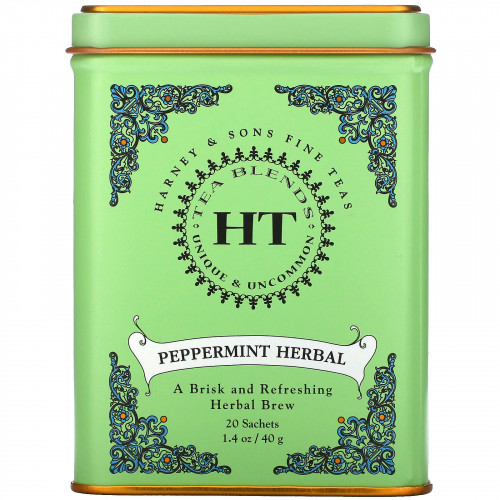 Harney & Sons, HT Tea Blend, чай из перечной мяты, без кофеина, 20 чайных пакетиков, 40 г (1,4 унции)