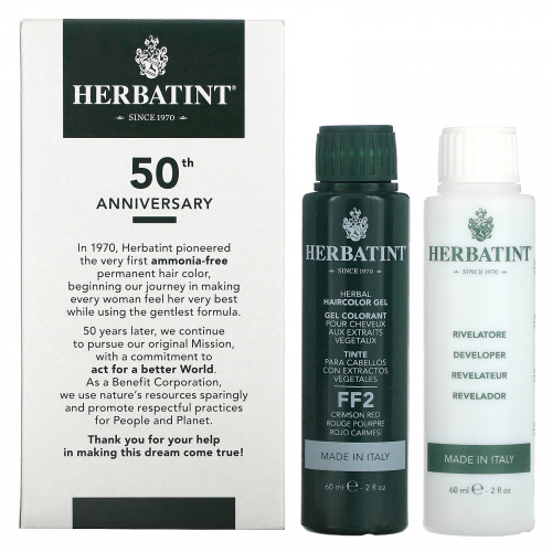 Herbatint, Стойкая гель-краска для волос, FF2, темно-красный, 135 мл (4,56 жидк. Унции)