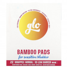 Here We Flo, Glo, бамбуковые прокладки для чувствительного мочевого пузыря, нормальные, 12 обернутых прокладок